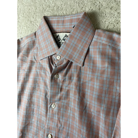 Thomas Pink Other - Thomas Pink Mens‎ 15 Orange Blue Check Slim Fit French Cuff Cotton Dress Shirt